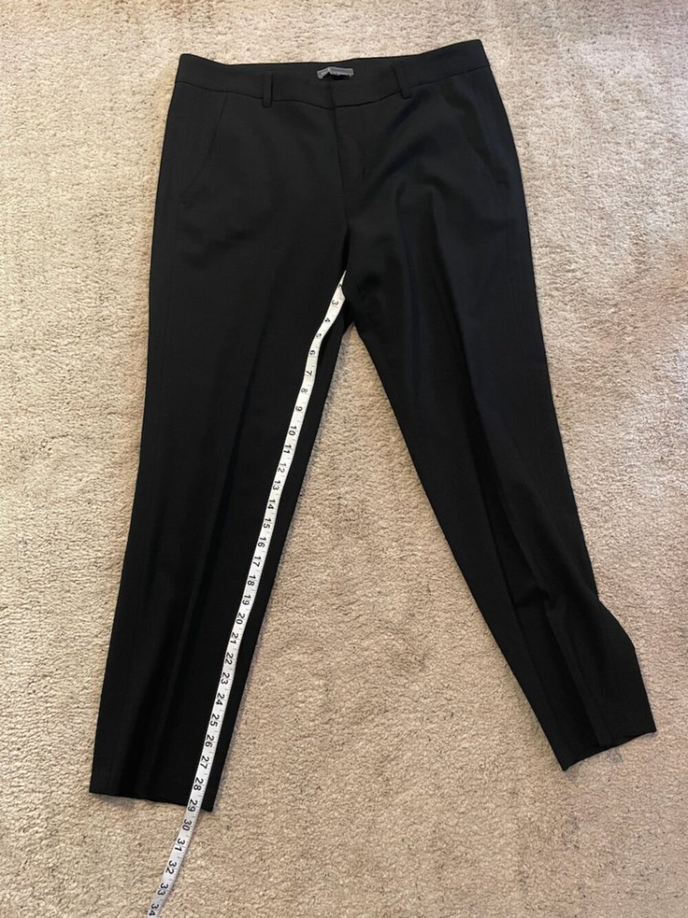 Vince Black Side Strapping Stretch Wool Trousers Pants Minimalist Size 12 EUC - Picture 13 of 16